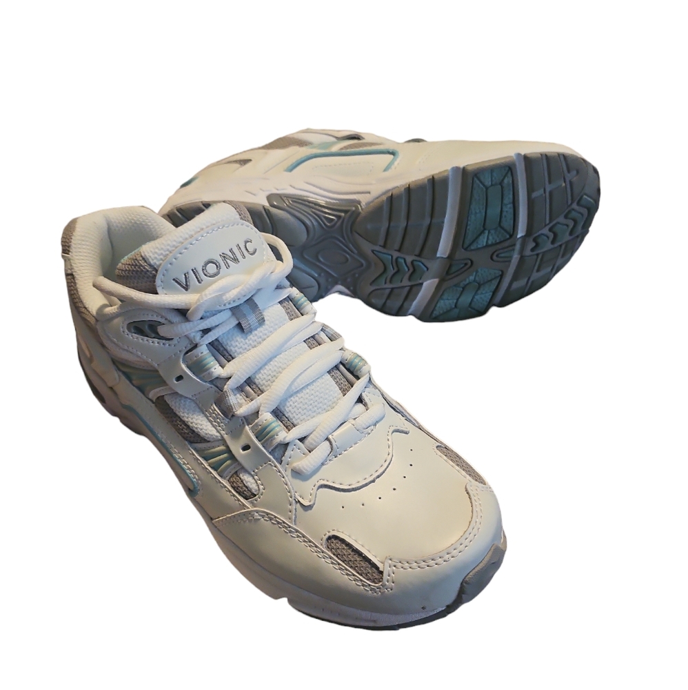 VIONIC WOMEN'S WALKER WALKING SHOE size 7 Sneakers White Leather Round Toe(NWOB)